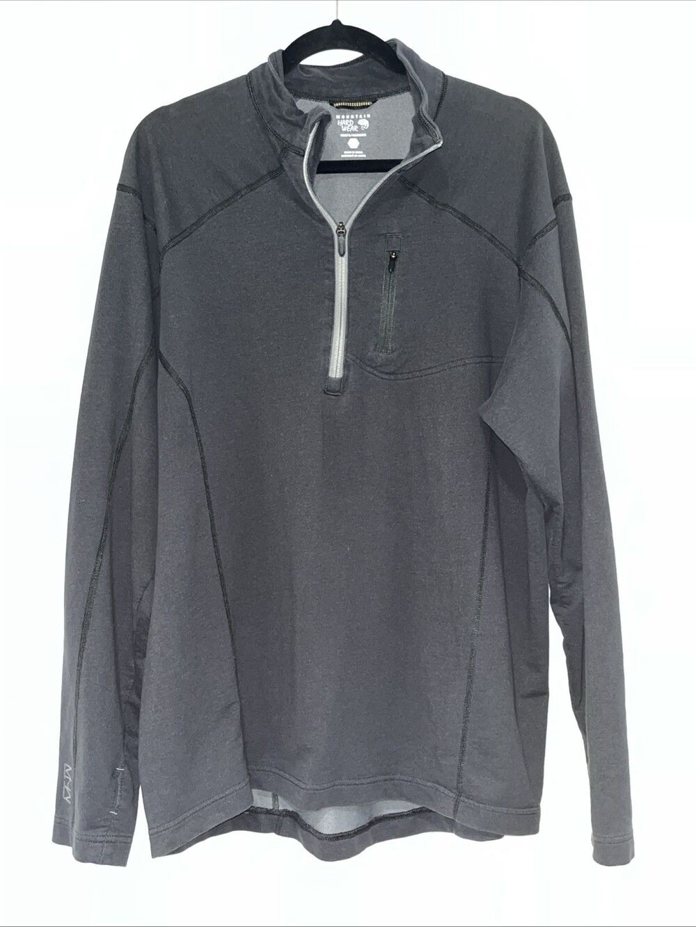 Mountain Hardwear 1/4 Zip Pullover Mens XL Black Sweatshirt Preppy Thumb Loop